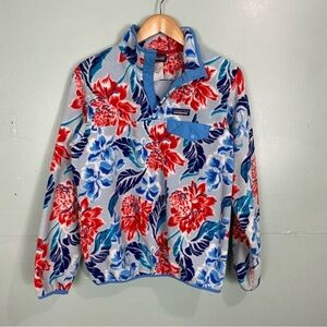 Patagonia Synchilla Snap T Fleece Pullover Hawaiian Manoa Dusk Blue Sz M‎ Floral